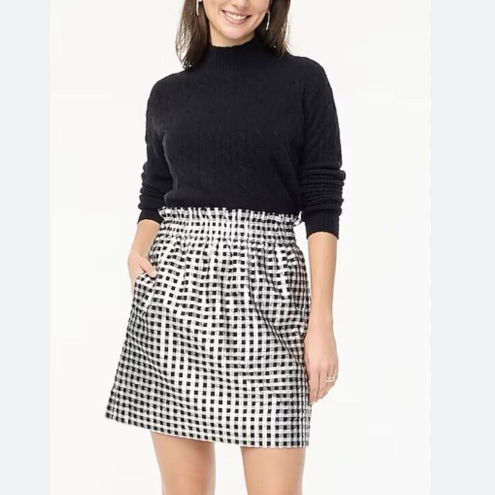 J. Crew Black & Gold Metallic Puff Elastic Waist Skirt | Medium